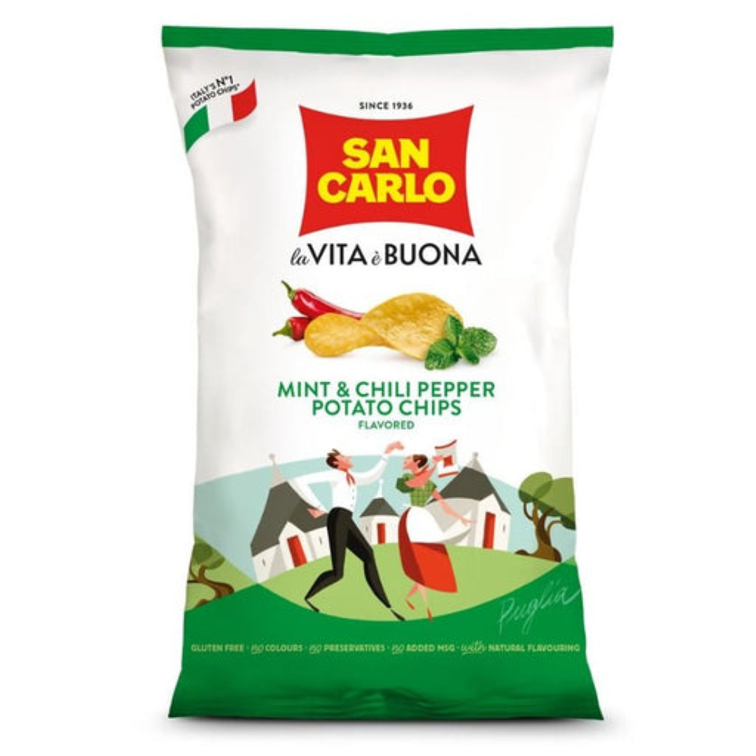 SAN CARLO POTATO CHIPS MINT N CHILLI PEPPER 150G